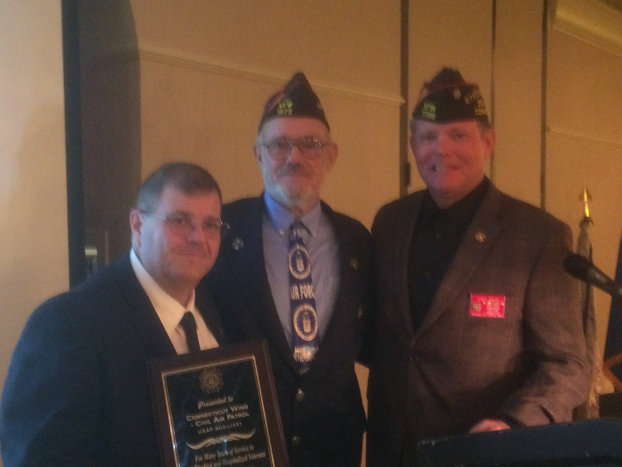 Honored to join VFW State Commander Jim Delancy in presenting an award for service to Colonel James Ridley and the Connecticut Civil Air Patrol and Air Force Cadet programs.
